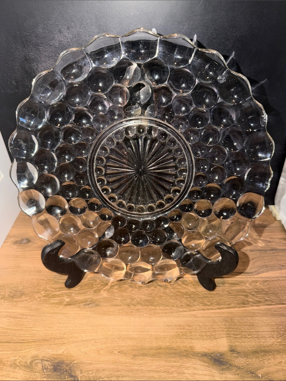 Anchor Hocking Clear Bubble Glass Serving Platter